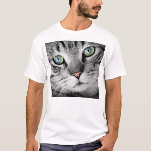 T-shirt grandes do gato de gato malhado da cara