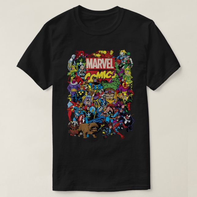 T-Shirt Graphic T - Grupo de Heroes da Marvel Hist (Frente do Design)