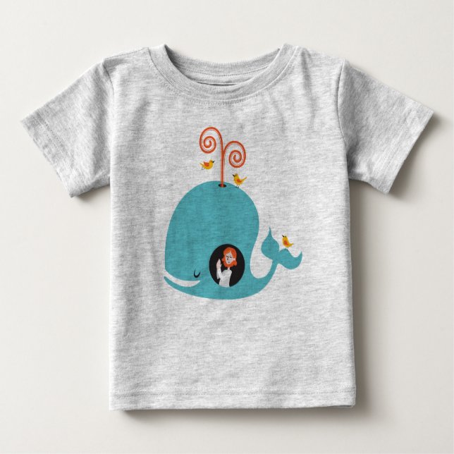 T-shirt Gray Kids Shirt Bible Story Jonah And The Whale (Frente)