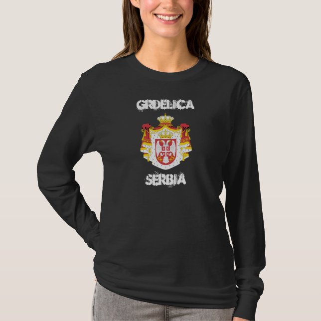 T-shirt Grdelica, Sérvia com casaco de armas (Frente)