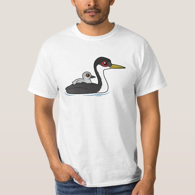 T-shirt Grebe ocidental de Birdorable com bebê (Frente)