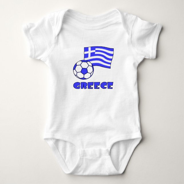 T-shirt Grécia com Bandeira Grega e Bola de Futebol (Frente)