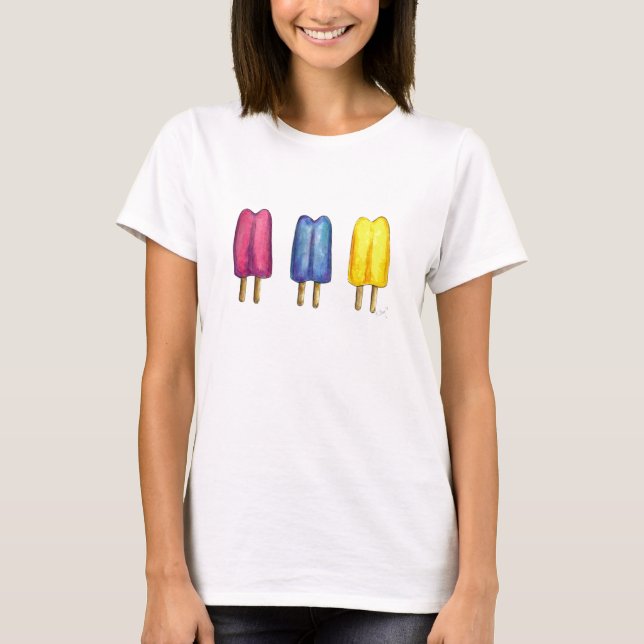 T-shirt Grelha Pop Congelada Picles Gelo Azul Amarelo (Frente)