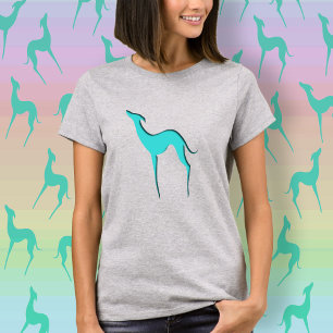 T-shirt Greyhound Whippet Turquoise blue Dog Silhouket