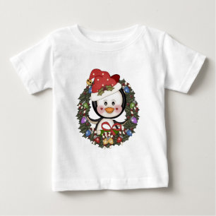 T-shirt Grinalda do feriado do pinguim do Natal