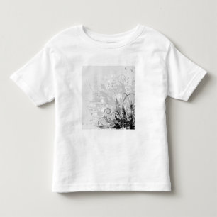 T-shirt Grunge Floral Design - Cinza Leve B&W