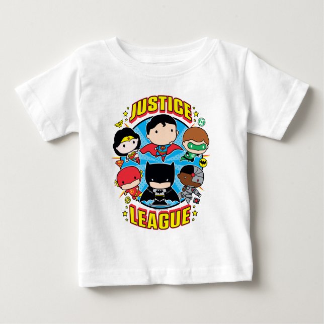 T-shirt Grupo da Liga da Justiça Chibi (Frente)