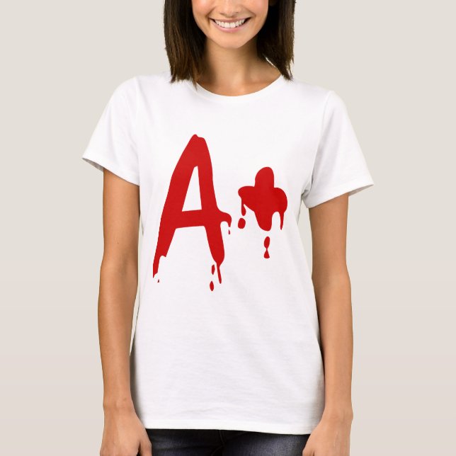 T-shirt Grupo sanguíneo A+ Hospital positivo do #Horror (Frente)