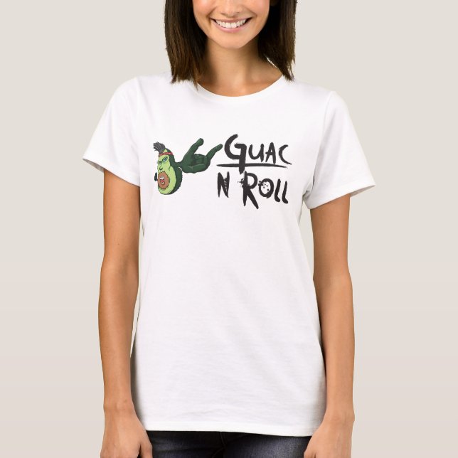 T-shirt Guac N Roll Capa Flor Simples das Mulheres em Cima (Frente)
