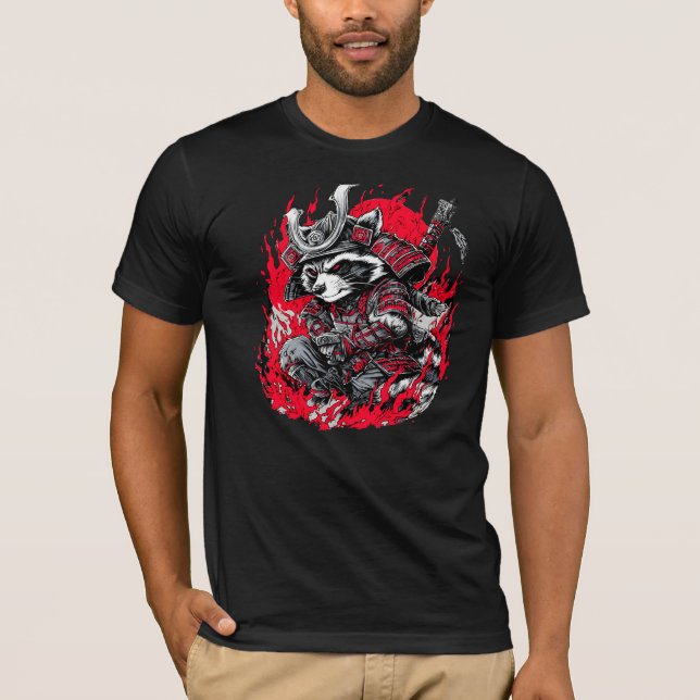 T-Shirt Guaxinim Samurai rebelião78  (Frente)