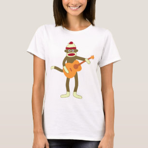 T-shirt Guitarra acústica do macaco da peúga