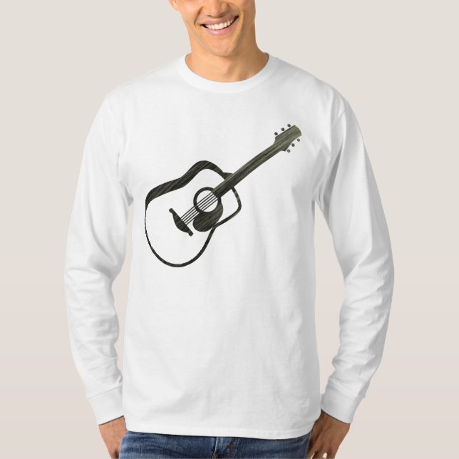 T-shirt Guitarra acústica - listada (Frente)