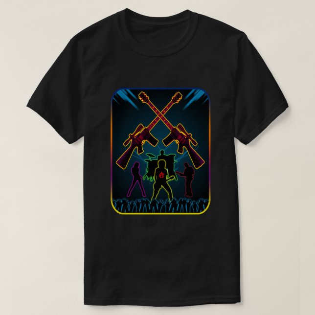 T-shirt Guitarra Blacklight do assalto (Frente do Design)