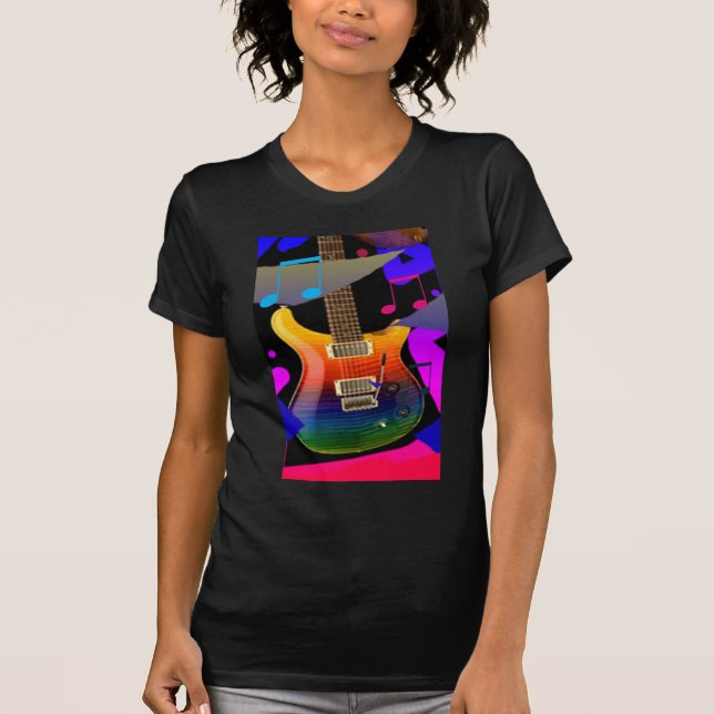 T-shirt Guitarra colorida - rocha sobre! (Frente)