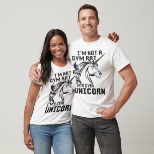 T-shirt Gym Rat - Gym Unicorn - Humor na Construção de Bac