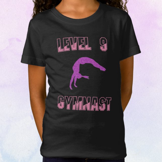 T-Shirt Gymnast Pink e Purple Sparkle de Nível 9 (Criador carregado)