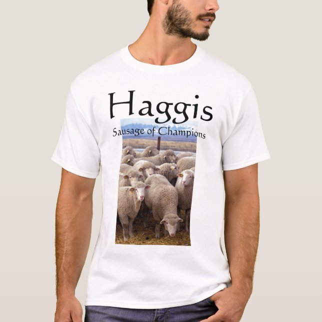 T-shirt Haggis, salsicha dos campeões (Frente)