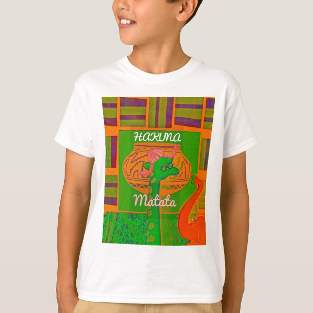 T-shirt Hakuna Giraffe Art Impressão (Frente)