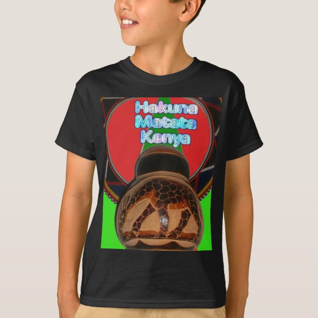 T-shirt Hakuna Matata Kenya Art Impressão (Frente)