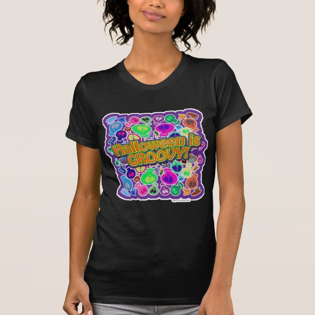 T-shirt Halloween é Groovy Spooky Slogan Design (Frente)