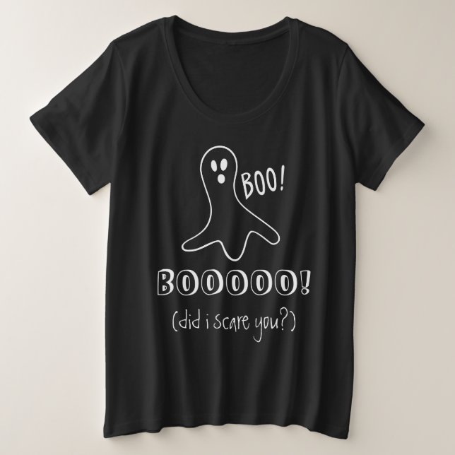 T-shirt Halloween Ghost Dizendo BOO Eu Te Assustei (Frente do Design)