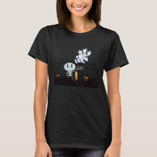 T-shirt Halloween Graveyard Spooky Esqueleto Bonito e Fant