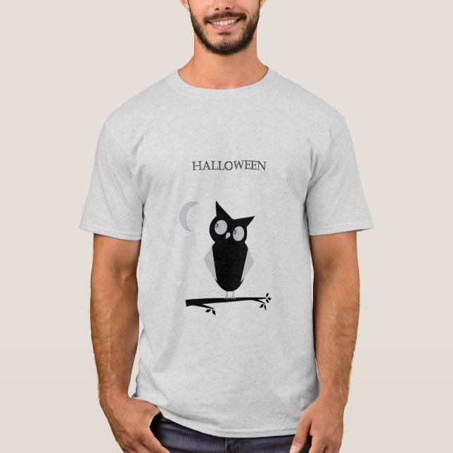 T-Shirt Halloween personalizável com coruja de car (Frente)