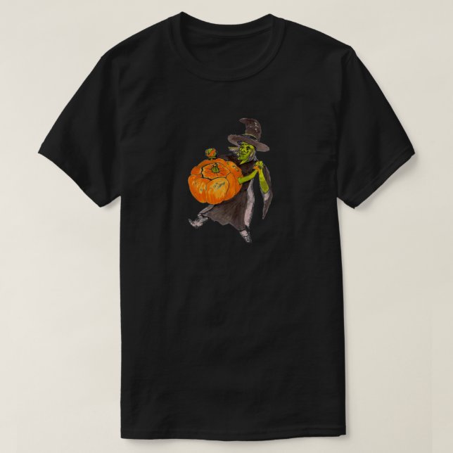 T-shirt Halloween Pumpkin Witch Warlock Dance (Frente do Design)