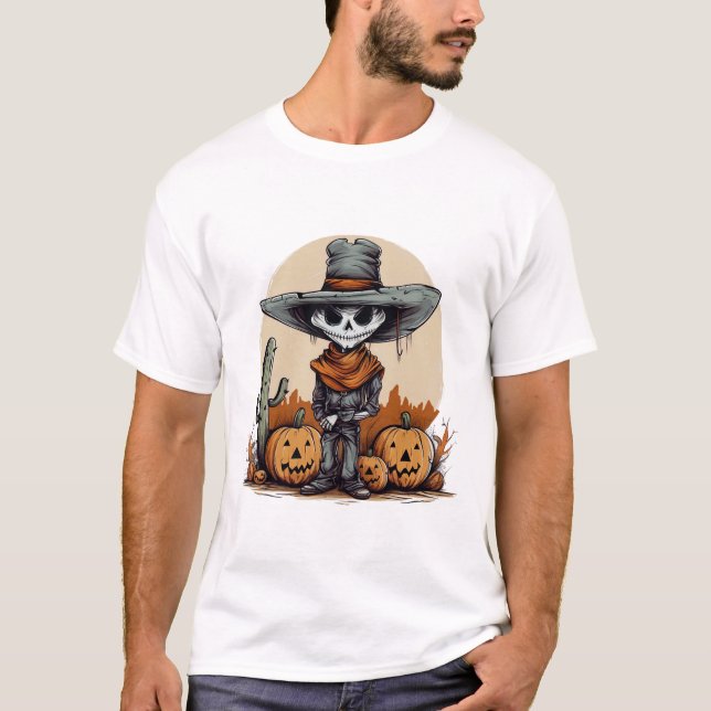 T-shirt Halloween Skeleton Citrouille (Frente)
