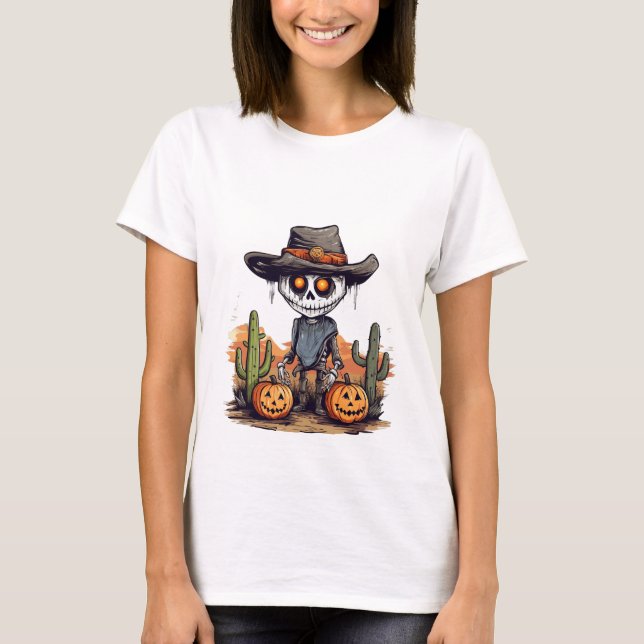 T-shirt Halloween Skeleton Citrouille (Frente)