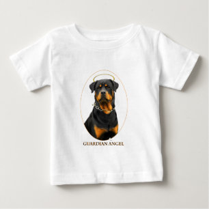 T-shirt halo do rottweiler do anjo-da-guarda