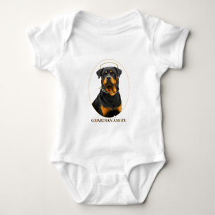 T-shirt halo do rottweiler do anjo-da-guarda