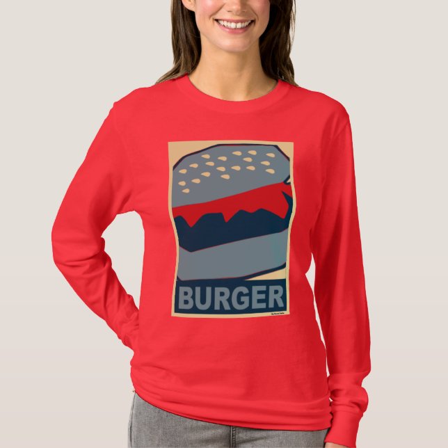 T-shirt Hamburger em Arte Azul (Frente)