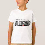 T-shirt Hanukkah "Latke Eating Champion"<br><div class="desc">Hanukkah "Latke Eating Champion" Personalize apagando, "Allan é nosso novo" e substitua por sua própria mensagem. Escolha seu tamanho, cor e tamanho de fonte favoritos. Escolha entre várias cores, estilos e tamanhos diferentes para este design! Obrigados para parar e comprar! Muito apreciado! Feliz Chanukah/Hanukkah! Estilo: Crianças" Hanes TAGLESS® T-Shirt Espere...</div>