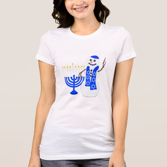 T-shirt Hanukkah Snowman Cute Engraçado (Frente)