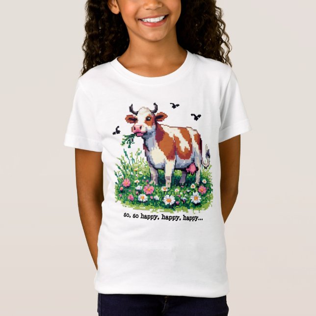 T-Shirt "Happy Cow" Pixel-Art (Frente)