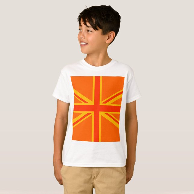 T-shirt Happy Orange Union Jack British Flag Swag (Frente Completa)