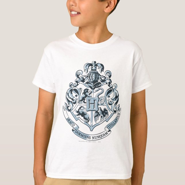 T-shirt Harry Potter| Hogwarts Crest - Azul (Frente)