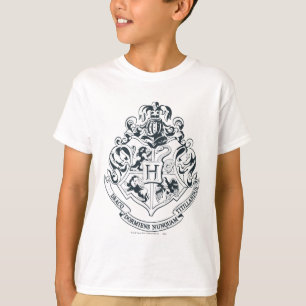 T-shirt Harry Potter Hogwarts Crest - Preto e Branco