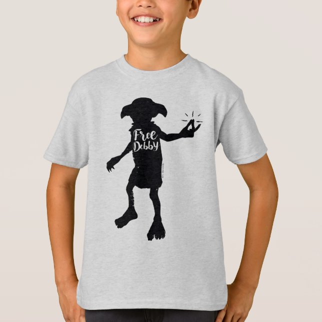 T-shirt Harry Potter | "Libere Dobby" Silhueta Tipografia (Frente)