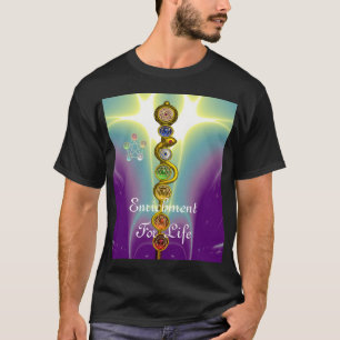 T-SHIRT HASTE DE ASCLEPIUS 7 CHAKRAS, IOGA, ENERGIA