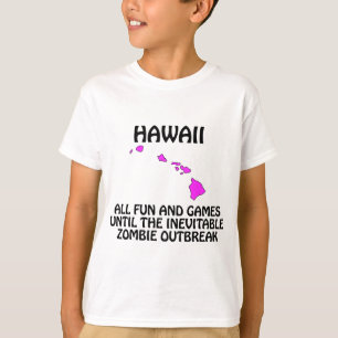 T-shirt Havaí - Diversão e Jogos Até o Surtos de Zumbi