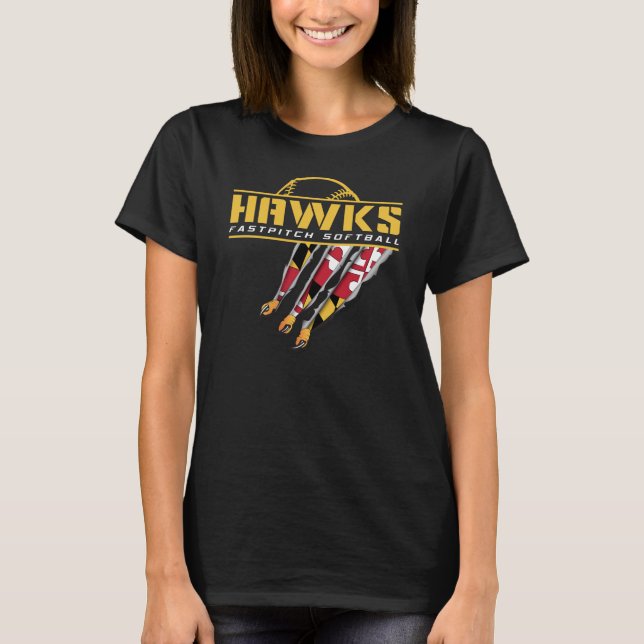 T-shirt Hawks Womens Long Sleeve - Preto (Frente)