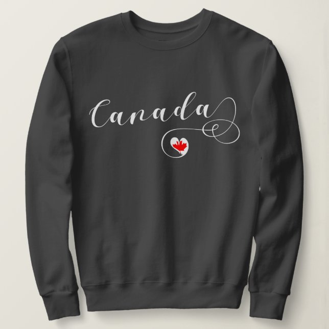T-shirt Heart Canada Sweatshirt, Canadian Flag (Frente do Design)