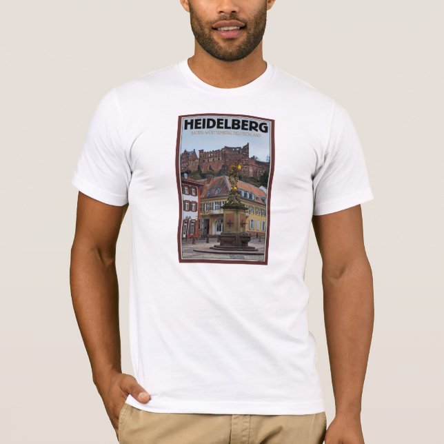 T-shirt Heidelberg - estátua e castelo (Frente)