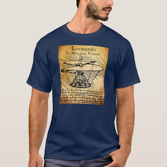 T-shirt Helicóptero de Leonardo da Vinci (Frente)