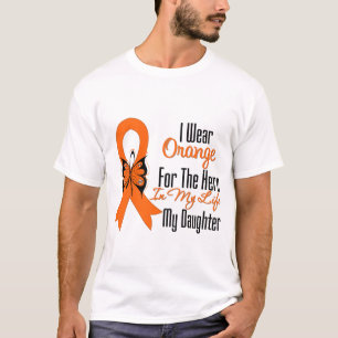 T-shirt Herói alaranjado da fita da leucemia minha filha