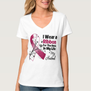 T-shirt Herói do marido em meu cancer do pescoço da cabe