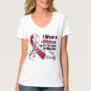 T-shirt Herói do pai em meu cancer do pescoço da cabeça