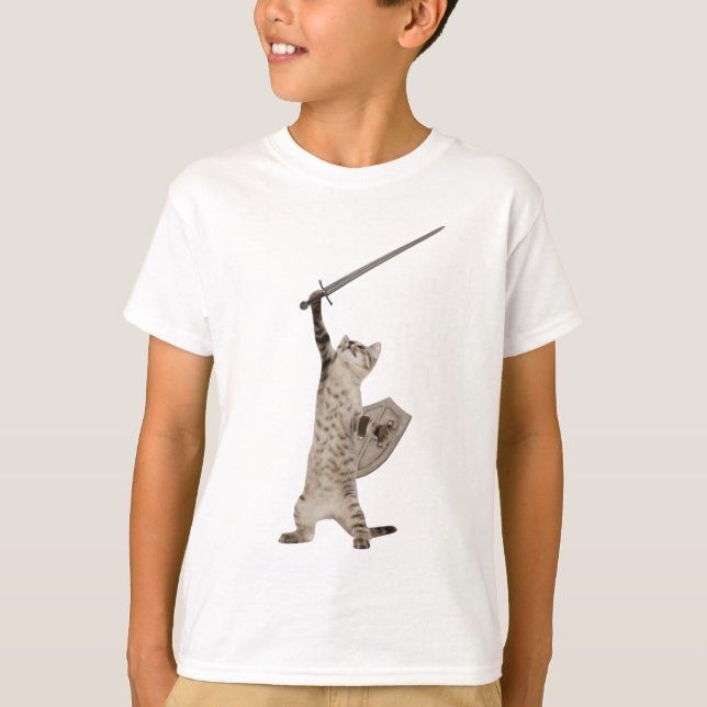 T-shirt Heroic Warrior Knight Cat (Frente)